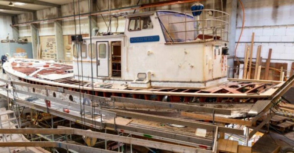 Se billederne: Krigsfiskekutter på værft i Hvide Sande Nordwind.-Foto-Hvide-Sande-Shipyard-Facebook-768x358-1