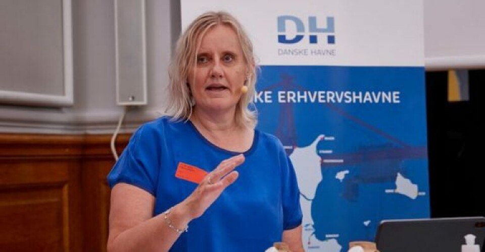 Tine Kirk, direktør i Danske Havne, på brancheorganisationens årsmøde i Fællessalen på Christiansborg fredag 11. juni. Arkivfoto: Carsten Lundager