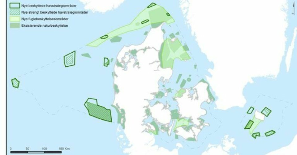 Kort over de nye beskyttede havområder. Foto: Miljøministeriet