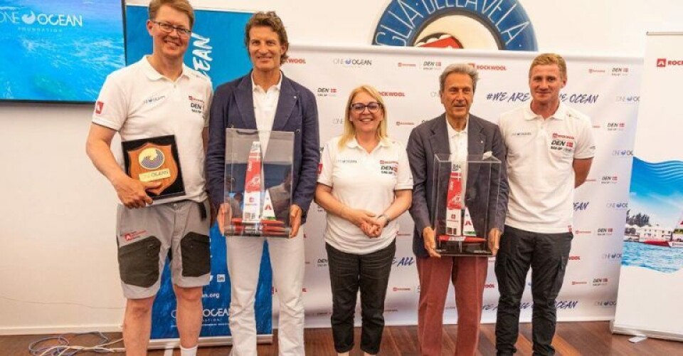 Lanceringen fandt sted ved Fraglia Vela Riva med udsigt over Gardasøen. Her fik Denmark SailGP Team Skipper Nicolai Sehested følgeskab af ROCKWOOL CEO Jens Birgersson, Senior Vice President Mirella Vitale, samt One Ocean Foundations formand Riccardo Bonadeo og generalsekretær Jan Pachner. Foto: Denmark SailGP Team