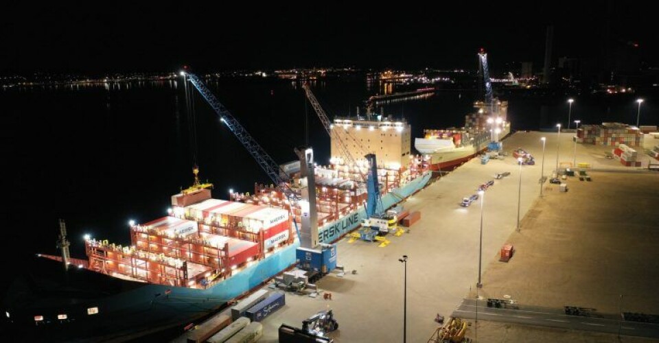 Vayenga Maersk på besøg i Kalundborg Havn i påsken. Foto: Kalundborg Havn