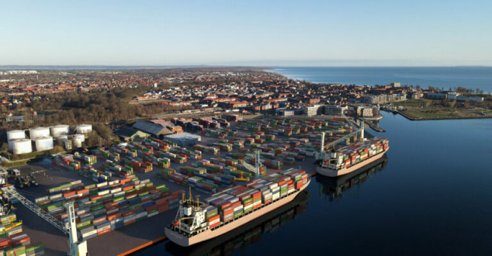 Visualisering af havneudvidelse på Fredericia Havn. Illustration: ADP A/S