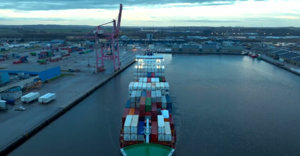 Unifeeder containerskib ved Aalborg Containerterminal. Foto: Port of Aalborg