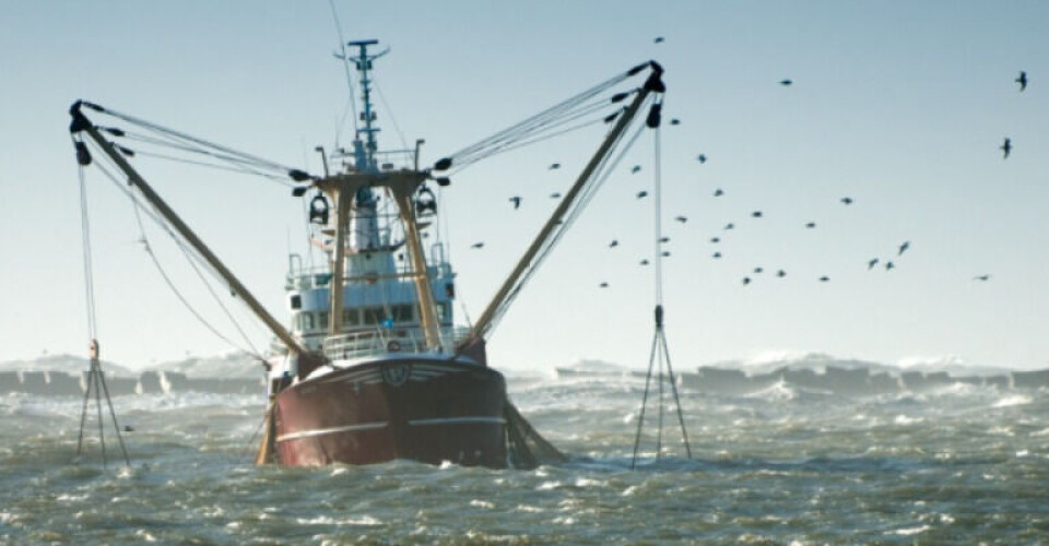 A vessel fishing, likely in a IUU operation