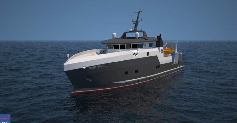 Her er en illustration af, hvordan kystforskningsfartøjet kan se ud. Her er en illustration af, hvordan kystforskningsfartøjet kan se ud. Foto: LMG Marine