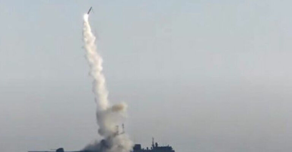 A Russian warship missile launch.
