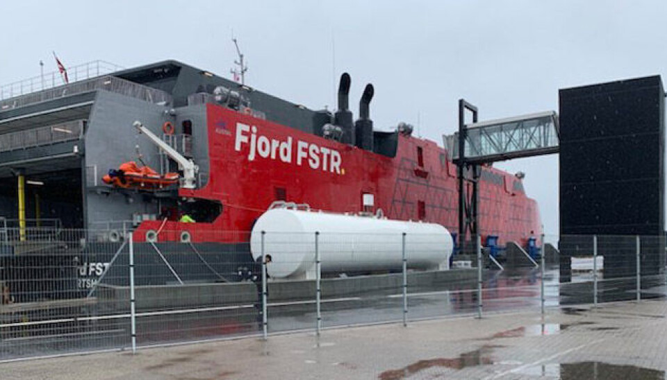 Fjord Lines katamaran blev i weekenden påvirket af vejret.
