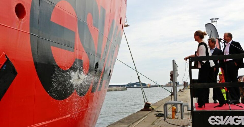 Esvagt Heidi døbt på havnen i Esbjerg. Foto: TotalEnergies / Facebook