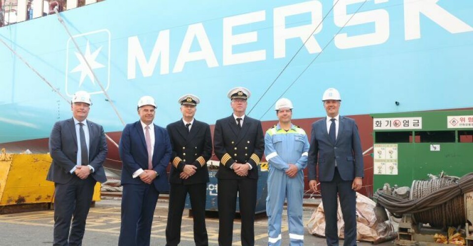 Maersk tog imod det nye feederskib den 10. juli på Hyundai Mipo Shipyard i Sydkorea. Foto: A.P. Møller - Maersk