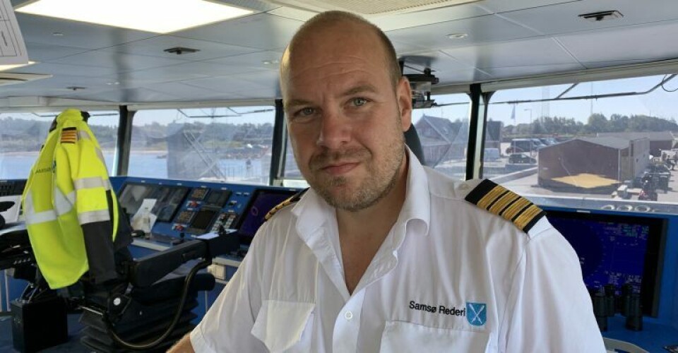 Bo Staghøj Knudsen på broen på færgen Lilleøre, hvor han er skipper. Foto: Privat