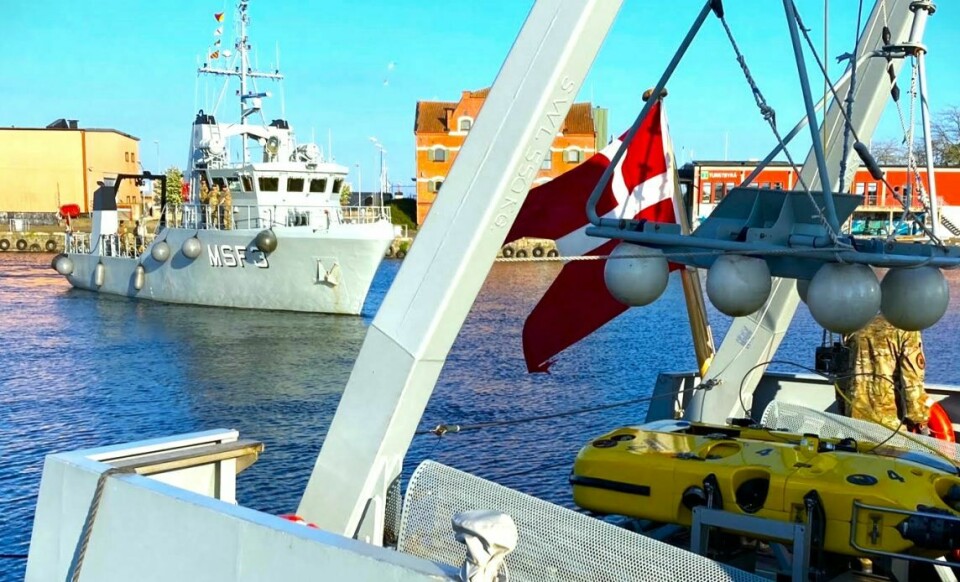Danske minerydningsfartøjer på vej ud af havnen i øvelse Baltops.
