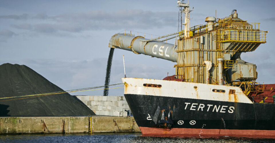 M/S Tertnes i Esbjerg Havns nye bulkterminal. M/S Tertnes i Esbjerg Havns nye bulkterminal. Foto: Christer Holte
