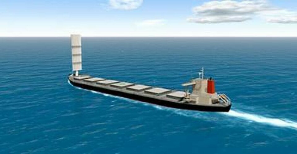 Wind-powered eco bulk carrier for Tata. Image: MOL.