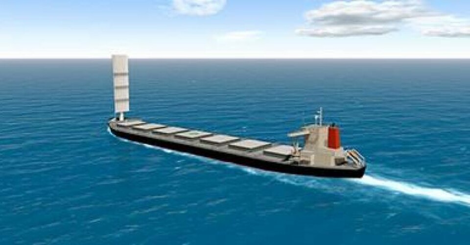 Wind-powered eco bulk carrier for Tata. Image: MOL.