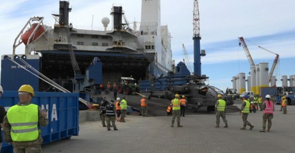 Danmark har tidligere ydet værtsnationsstøtte til USA, når amerikanerne har brugt Esbjerg Havn til at sætte materiel i land. Foto: Forsvaret