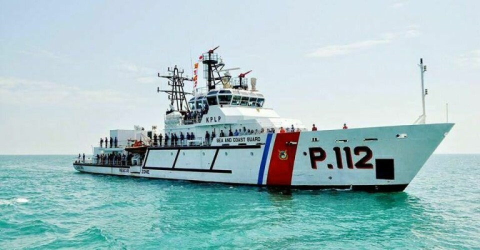 Et fartøj fra Indonesian Sea and Coast Guard - dog ikke blandt de, som hjælper med eftersøgningen. Foto: Indonesiens Transportministerium