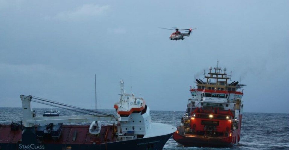 Billede fra redningsaktionen. Foto. kystvakten / KV Bergen