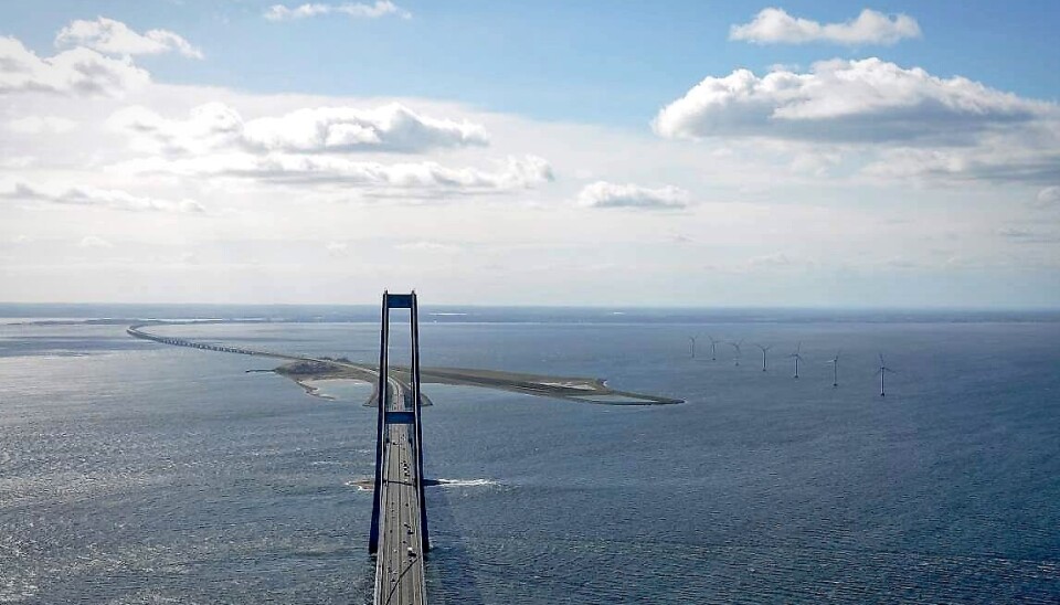 Storebæltsbroen set fra pylon.