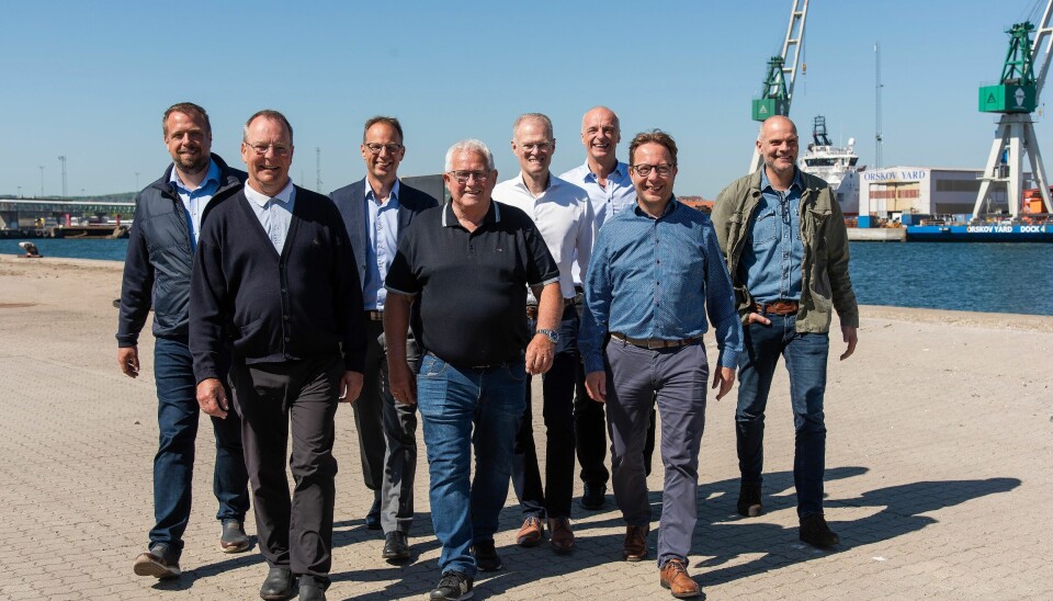 Fra venstre: Dennis Thordal Lavrsen (Scanel), Johnny Hauberg (Hytek), Lars Fischer (Orskov), Vagner K. Jensen (Norisol), Kim Bengtsen (VMS Group), Jens Peter Faldt (ME Production), Thomas Leander (MAN), René Thorhauge (Soft og Teknik).