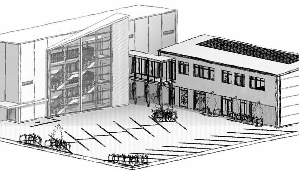 Tegning af den nye havnekontor i Kalundborg.
