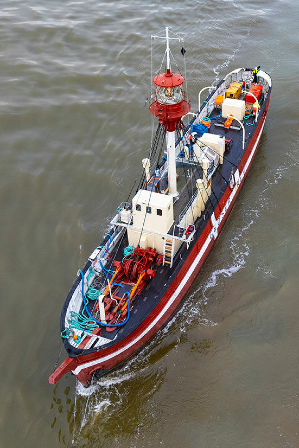 Fyrskib XVII Gedser Rev, i sit rette element