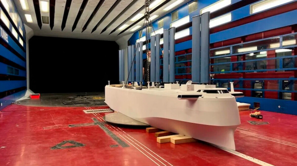 Wallenius test model i vindtunnel